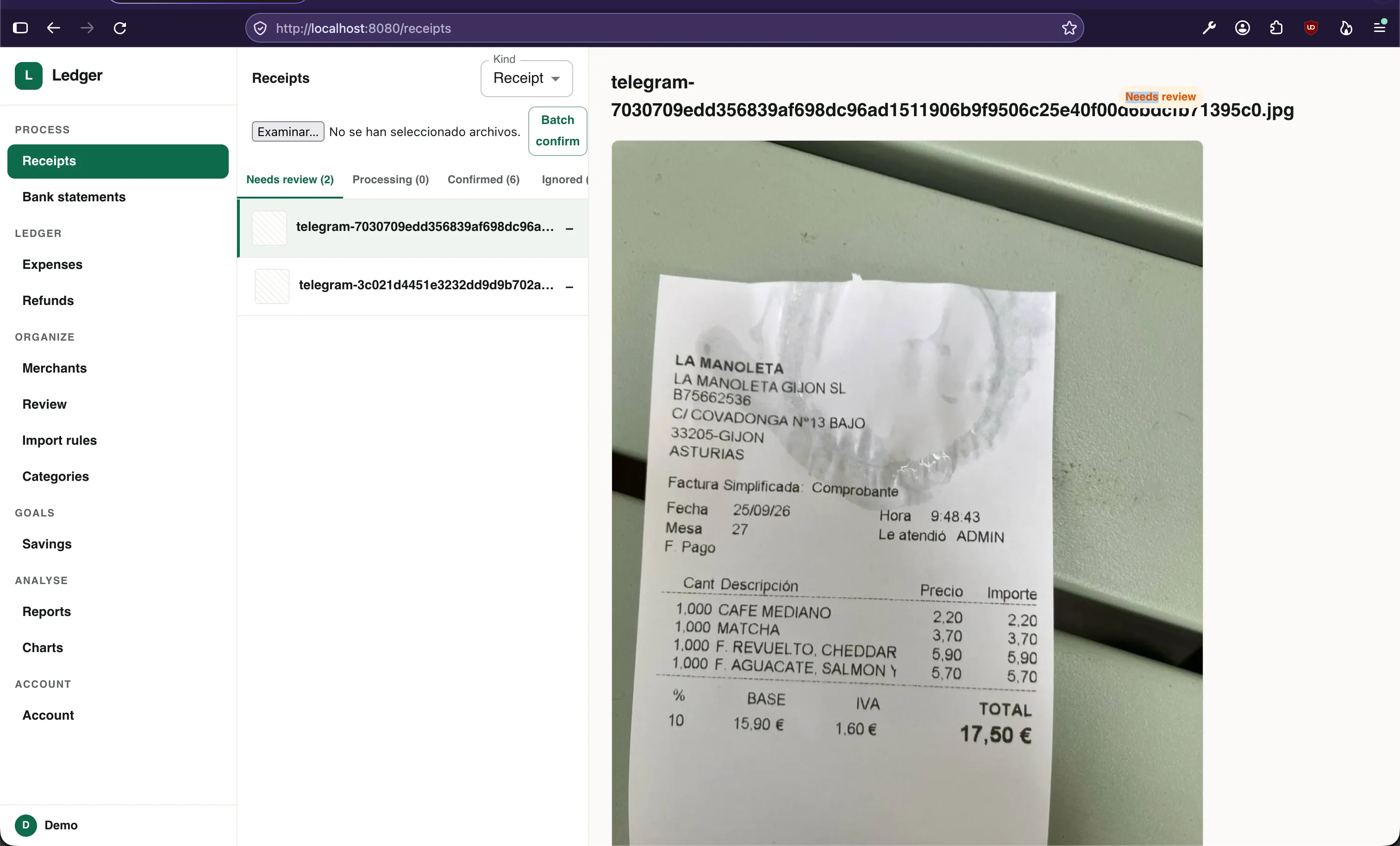 Receipts
